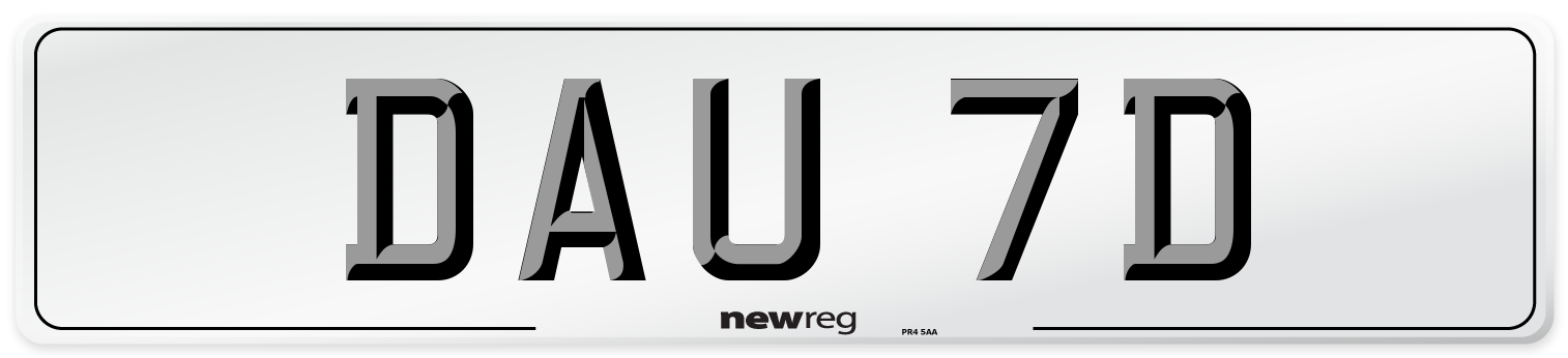 DAU 7D Number Plate from New Reg